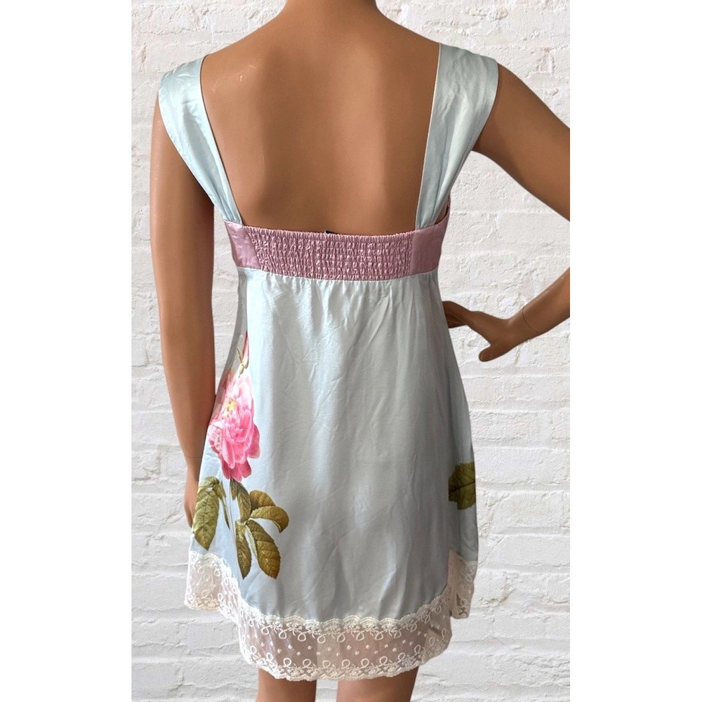 Aston Studio Violet Dress Womens 2 Silky Babydoll Floral Pastel Pink Blue - Picture 2 of 10